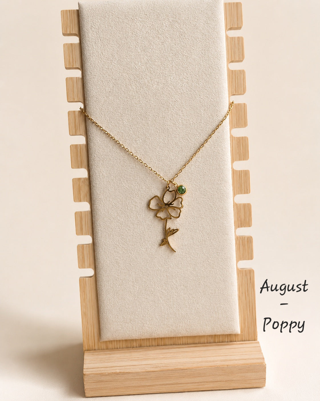 Waterproof birth flower necklace with a personalized birthstone, perfect for birthdays, everyday wear, and thoughtful gifts.