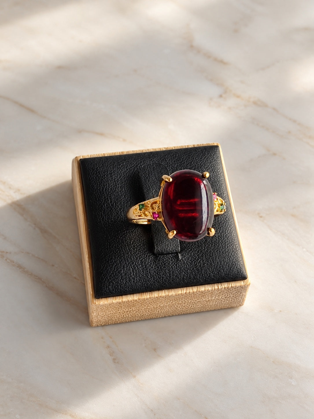 Adjustable amber gemstone ring for women