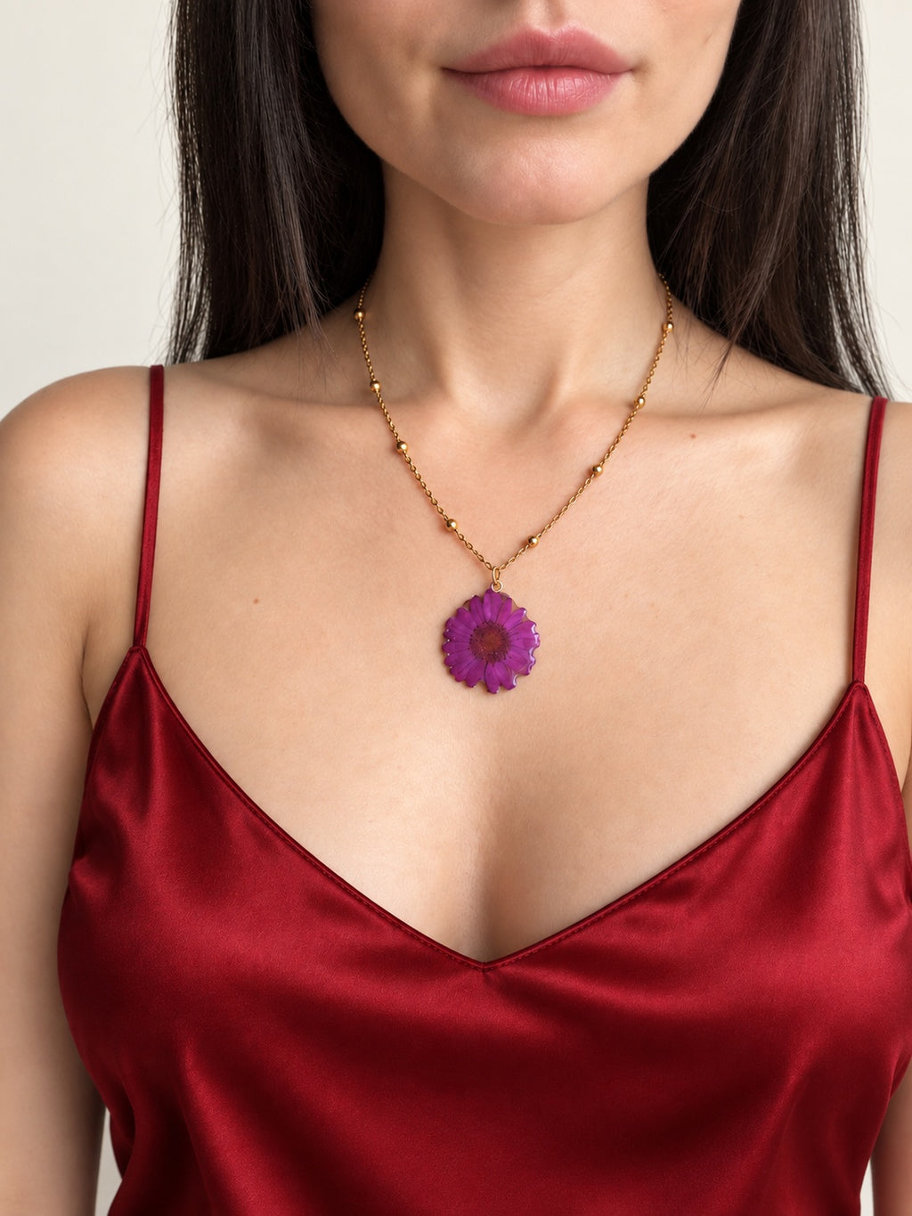 Real flower jewelry handmade daisy resin necklace