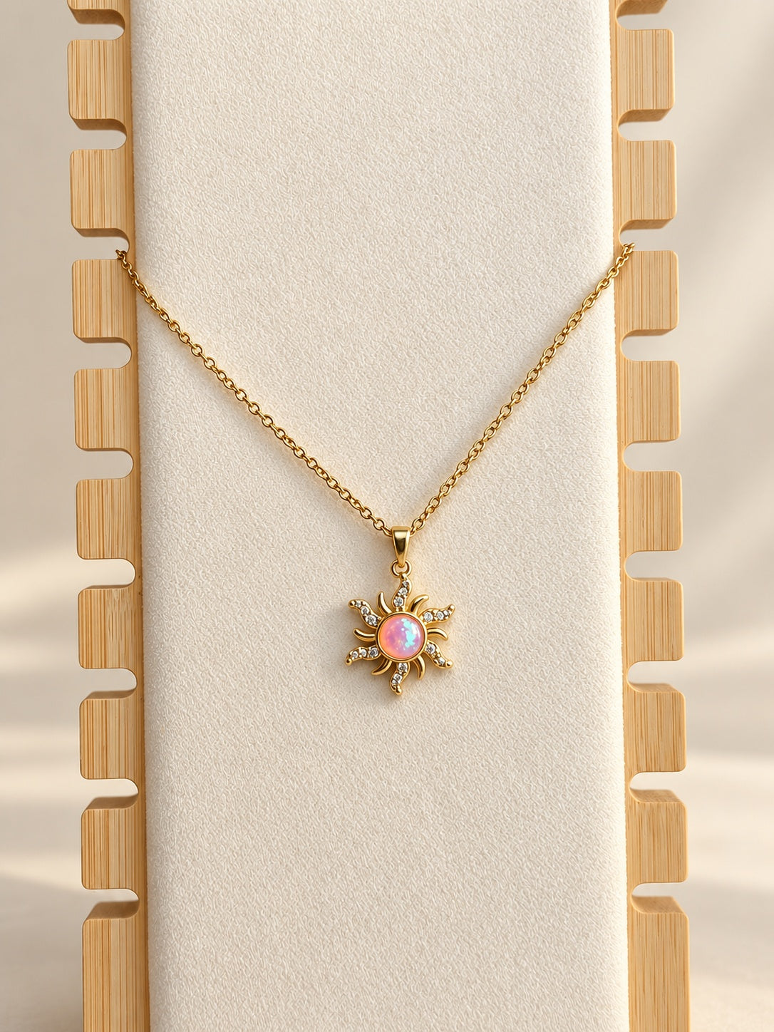 Opal Sun Necklace 18K Gold Plated Celestial Pendant Gift for Her