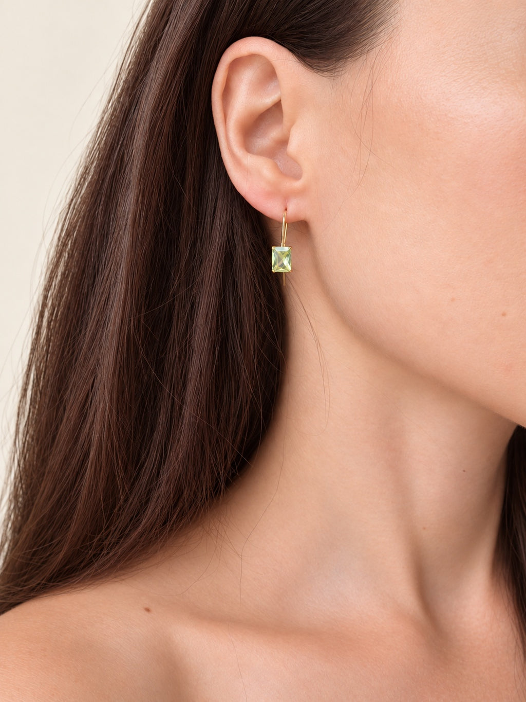 Green peridot gemstone dangle earrings for women