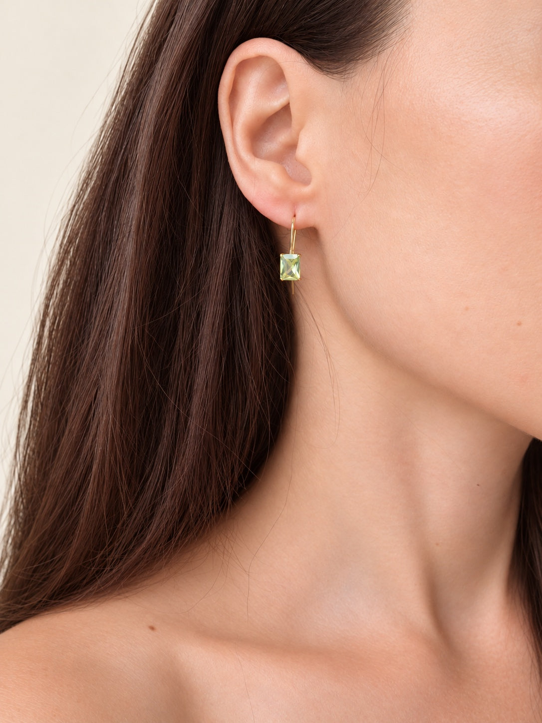 Green peridot gemstone dangle earrings for women