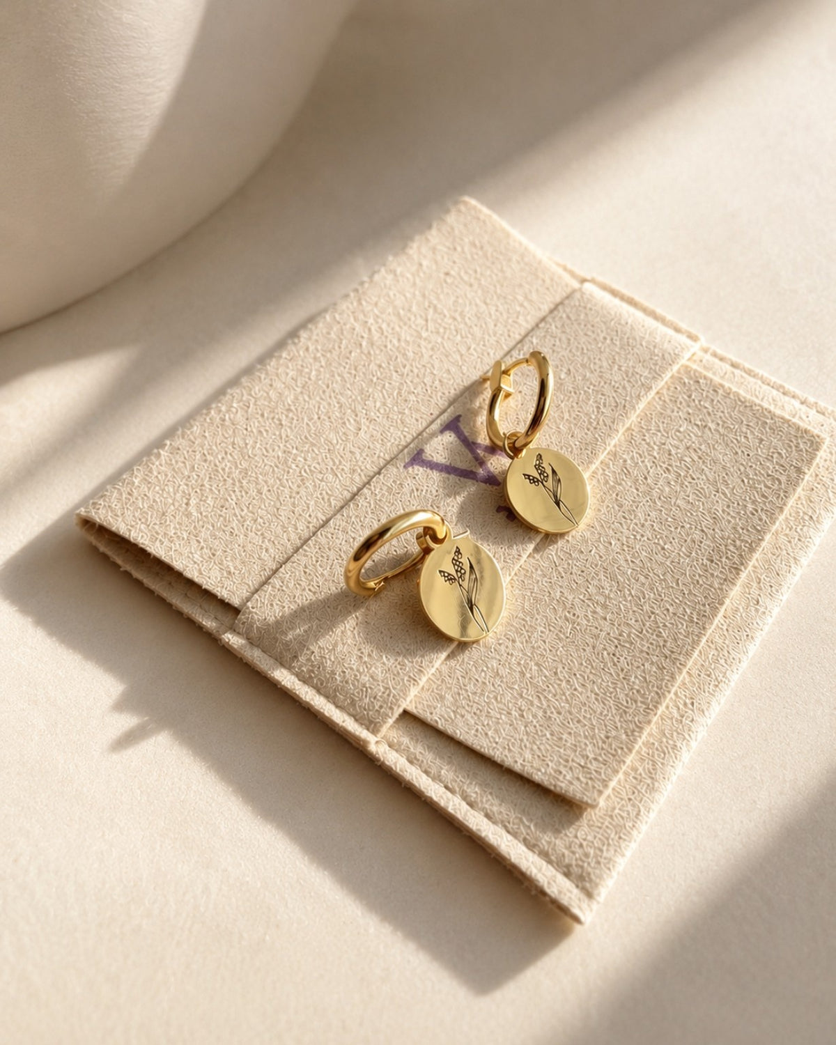 Dainty Birth Flower Earrings 18K Gold Plated Birth Month Huggie Hoops Birthday Gift for Her