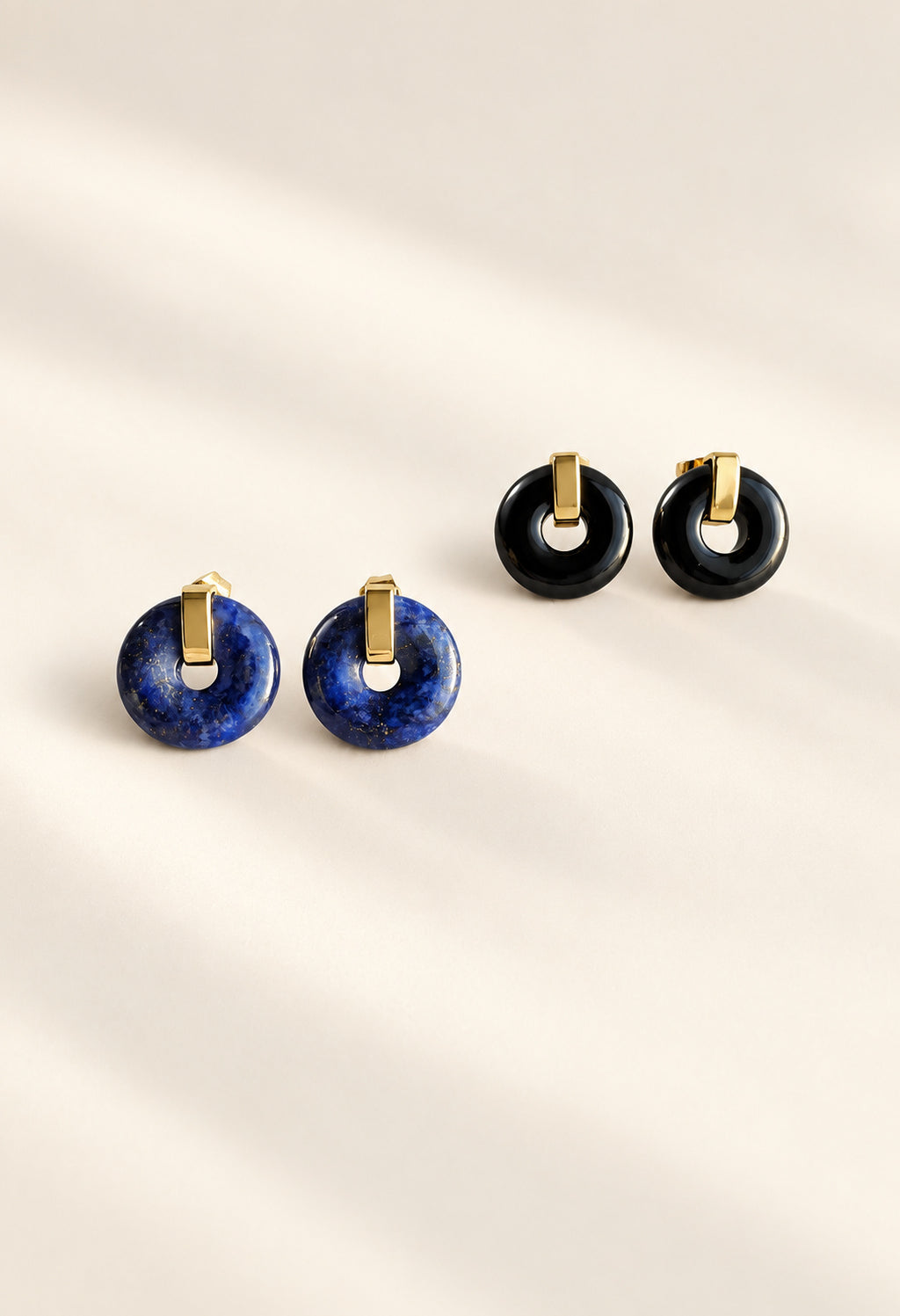 Lapis lazuli earrings with 14K gold plated accents