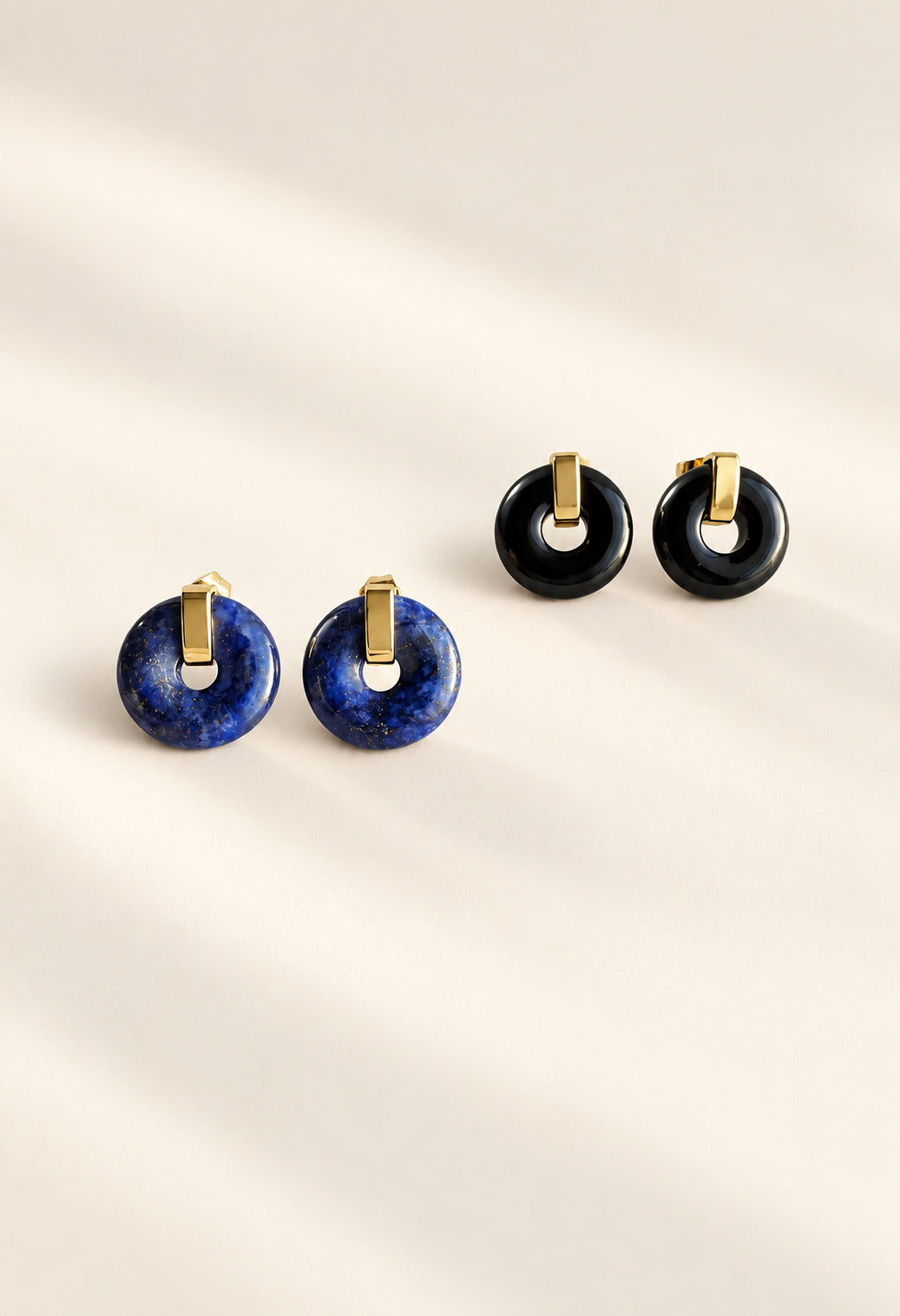 Lapis lazuli earrings with 14K gold plated accents