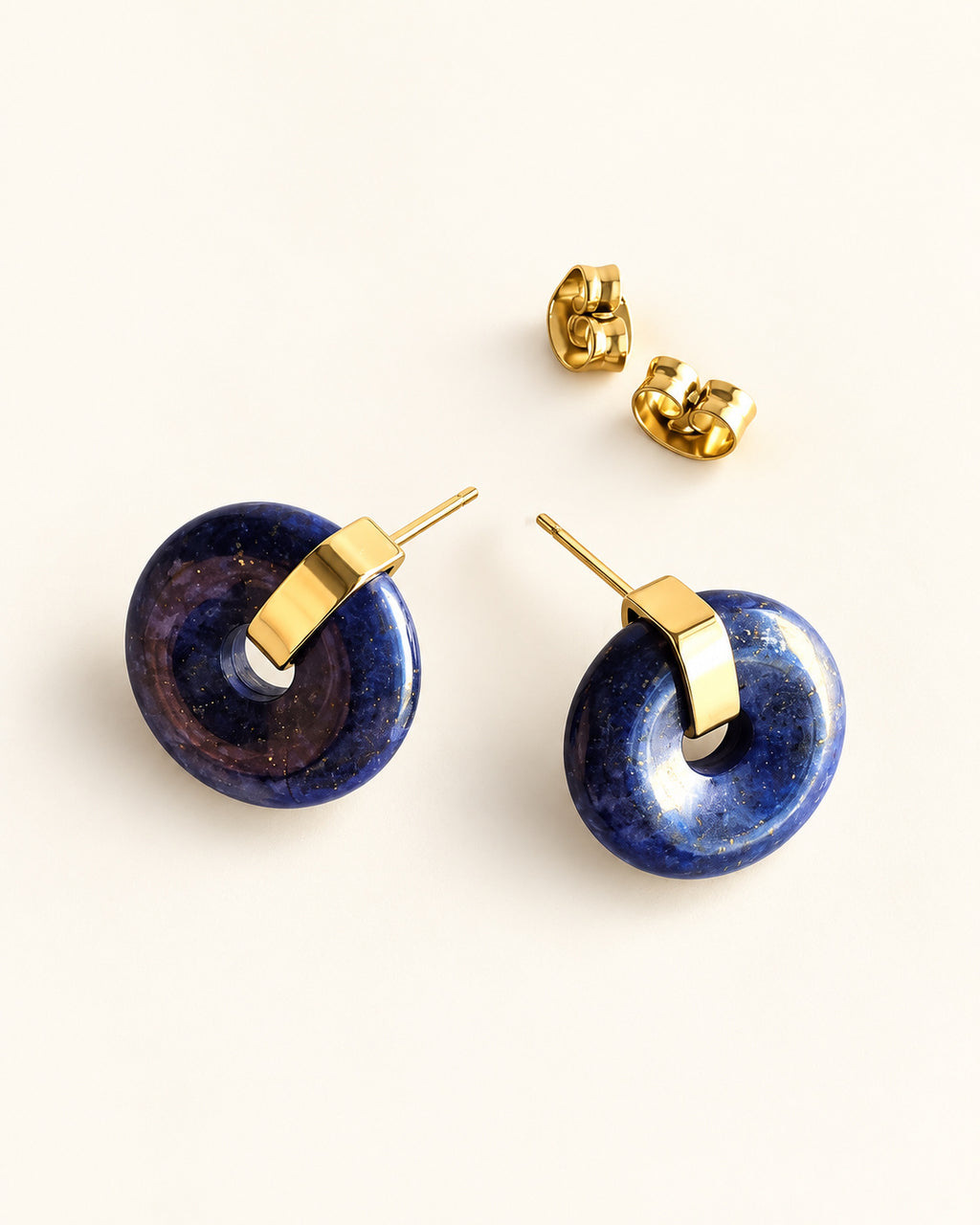 14K gold plated lapis lazuli statement earrings