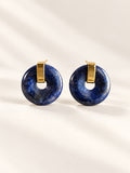 Blue lapis lazuli gemstone dangle earrings