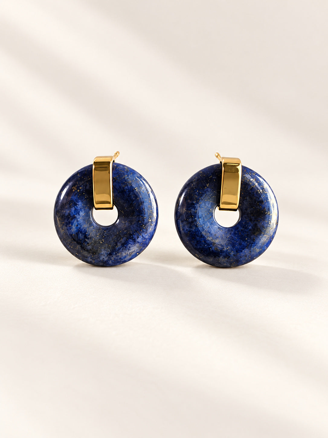 Blue lapis lazuli gemstone dangle earrings