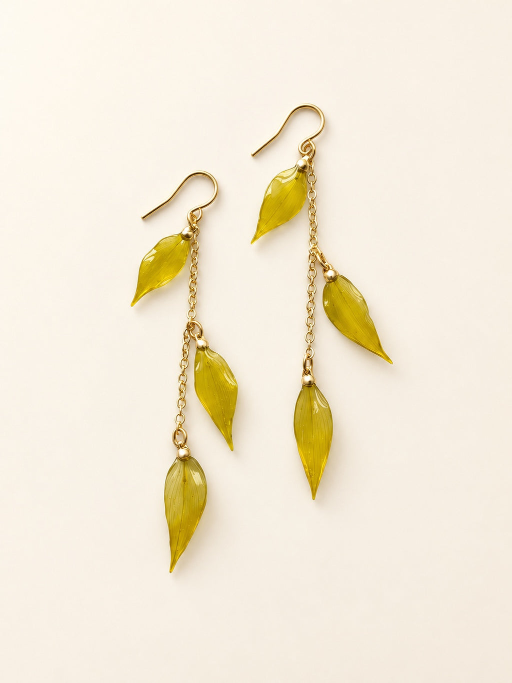 Real leaf earrings with 14K gold plated hooks