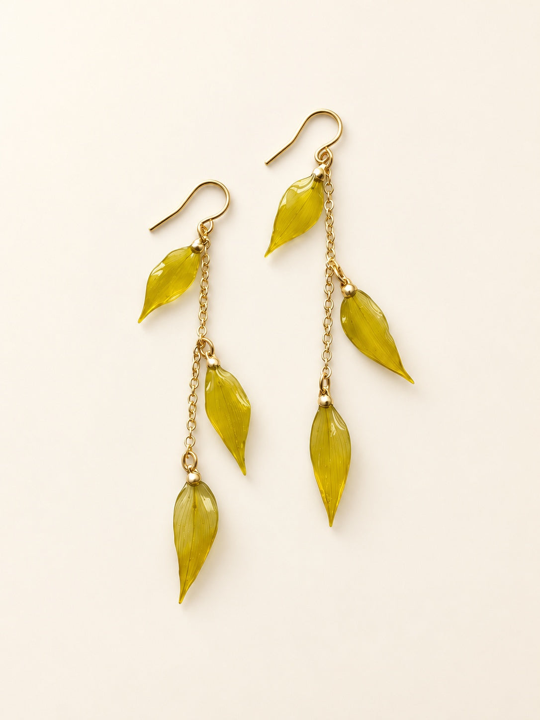 Real leaf earrings with 14K gold plated hooks