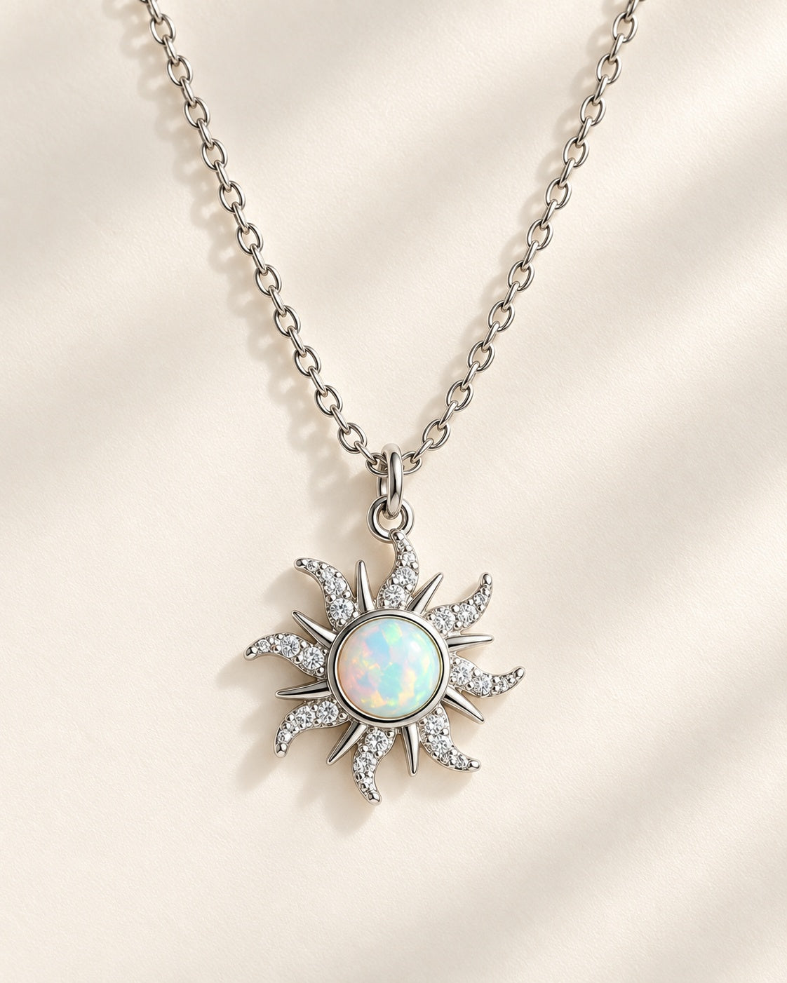 Opal Sun Necklace 18K Gold Plated Celestial Pendant Gift for Her