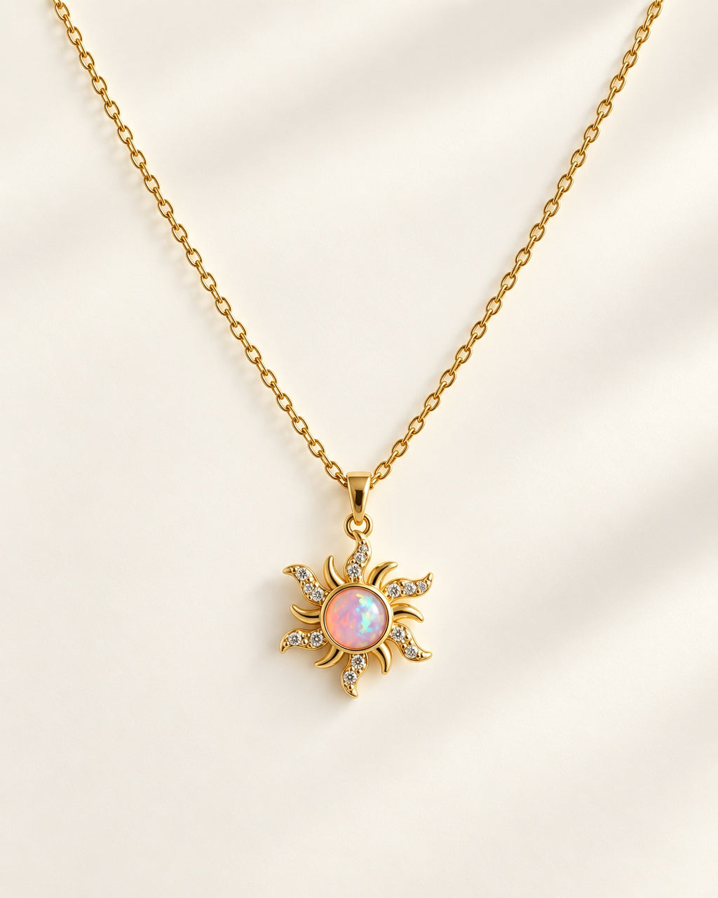 Opal Sun Necklace 18K Gold Plated Celestial Pendant Gift for Her