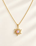 Opal Sun Necklace 18K Gold Plated Celestial Pendant Gift for Her