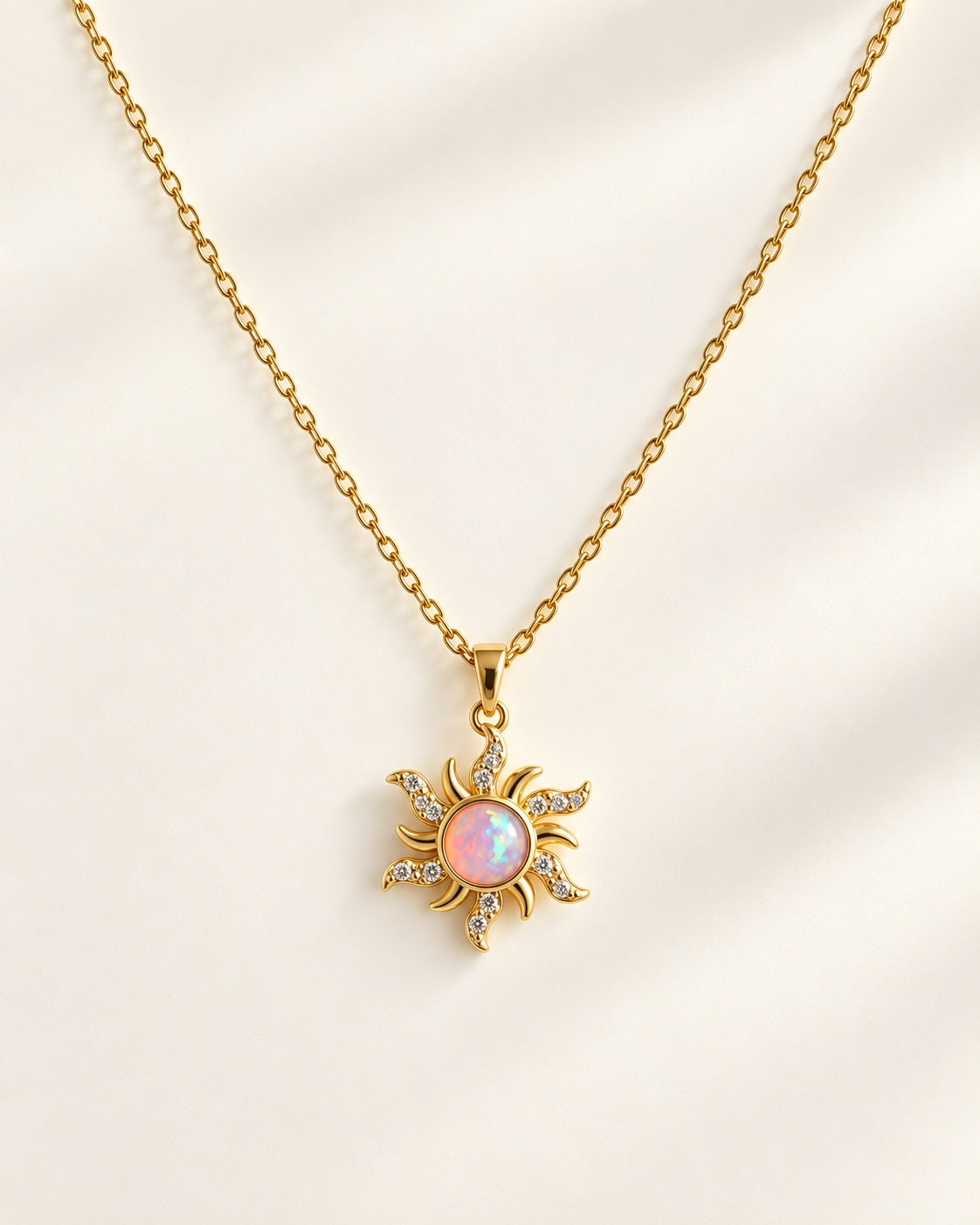 Opal Sun Necklace 18K Gold Plated Celestial Pendant Gift for Her