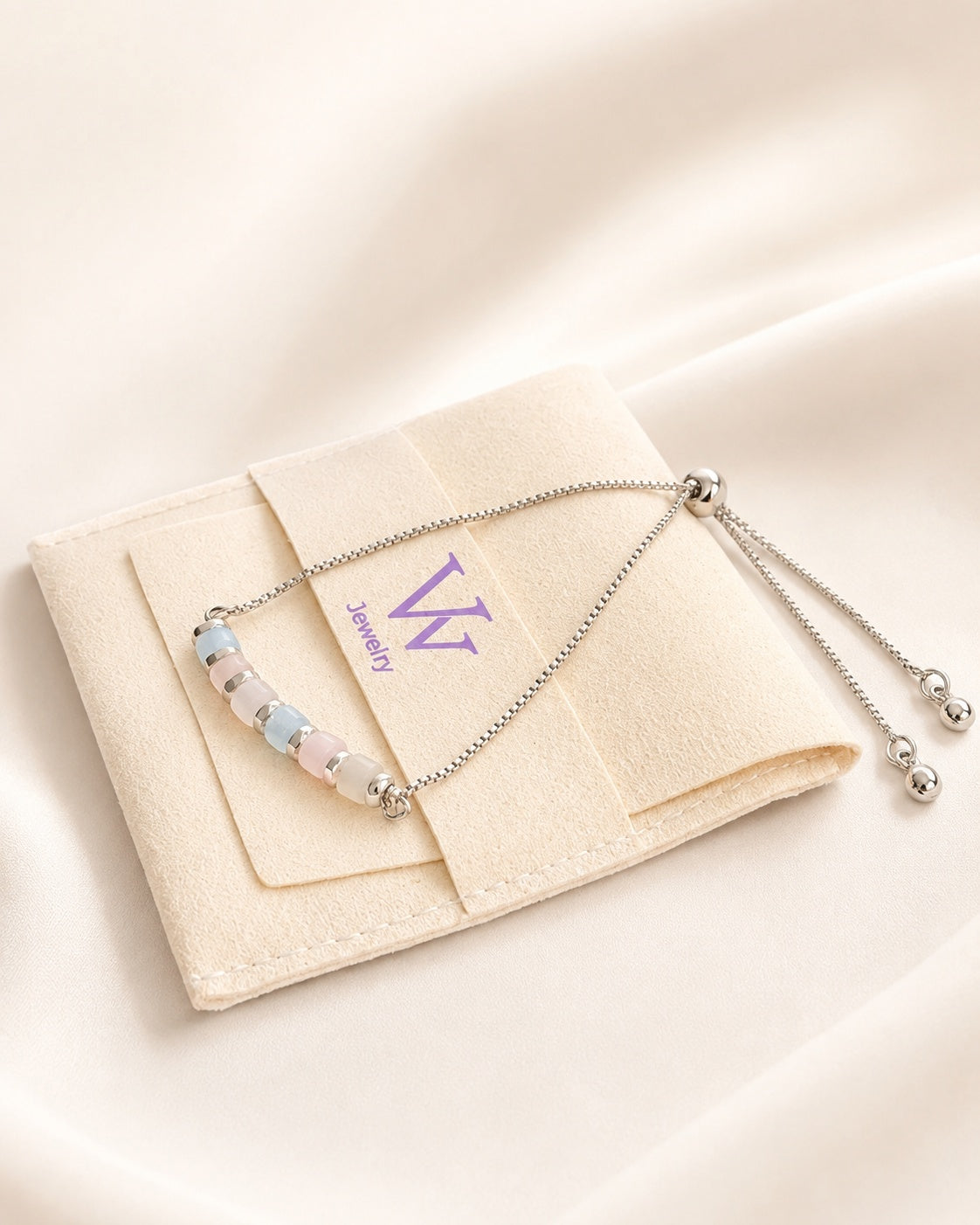 Fertility Bracelet Adjustable Moonstone Aquamarine Rose Quartz Gemstone Bracelet Gift for Her