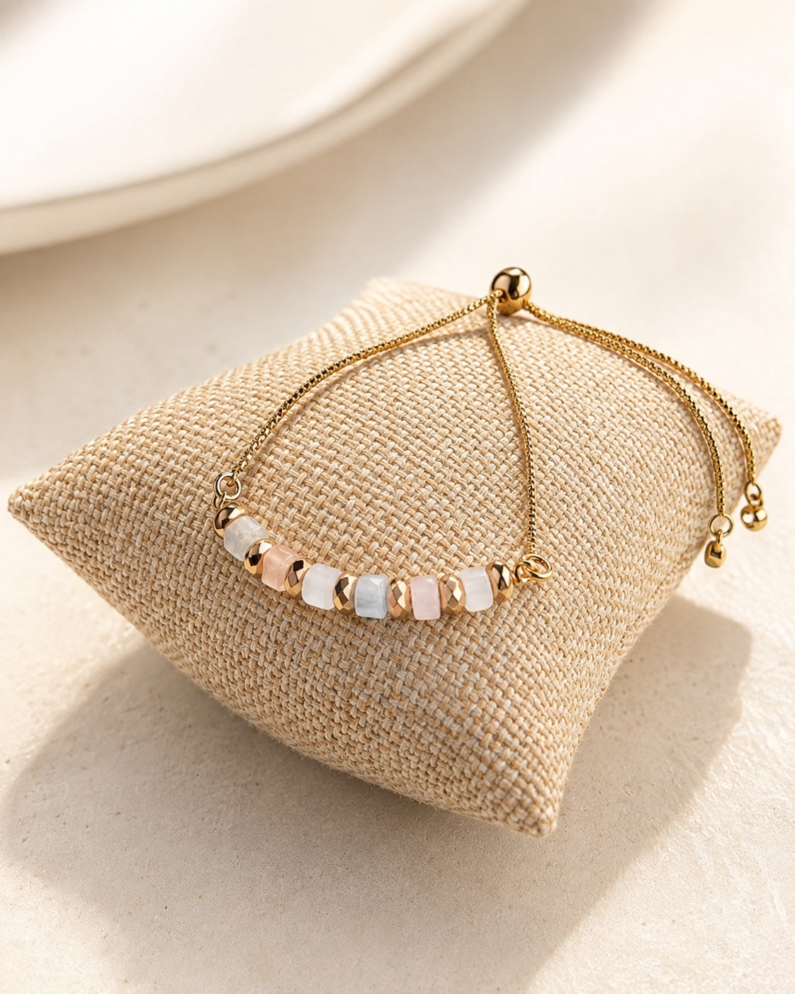 Fertility Bracelet Adjustable Moonstone Aquamarine Rose Quartz Gemstone Bracelet Gift for Her