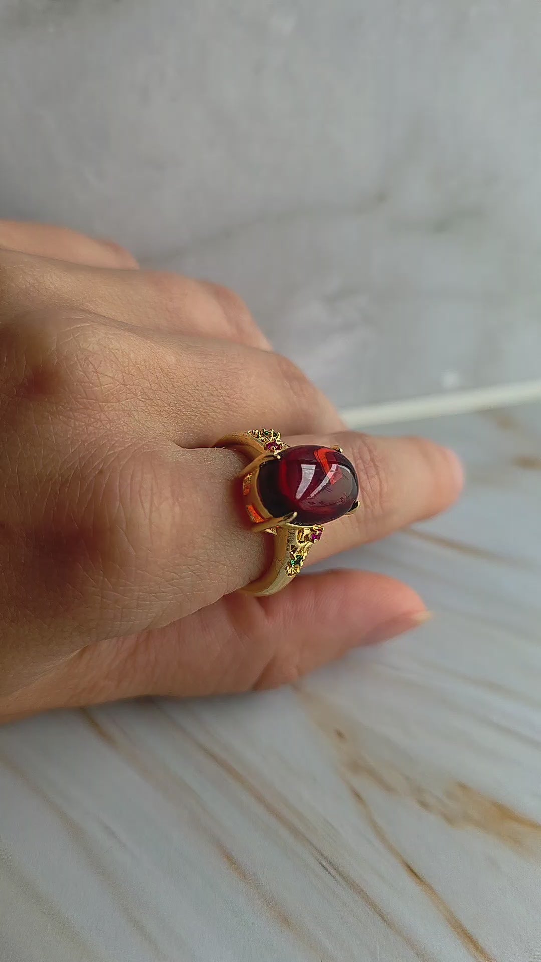 Natural amber vintage inspired gold ring