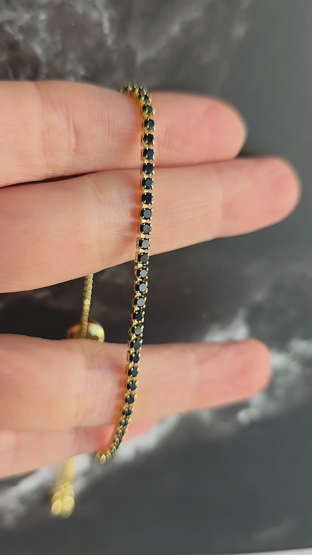Gift ready black onyx tennis bracelet with pouch included