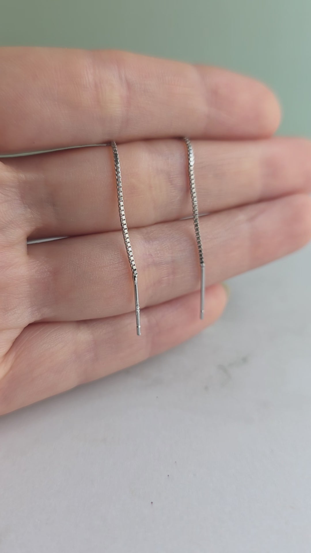 Minimalist moonstone drop earrings in genuine 925 sterling silver.