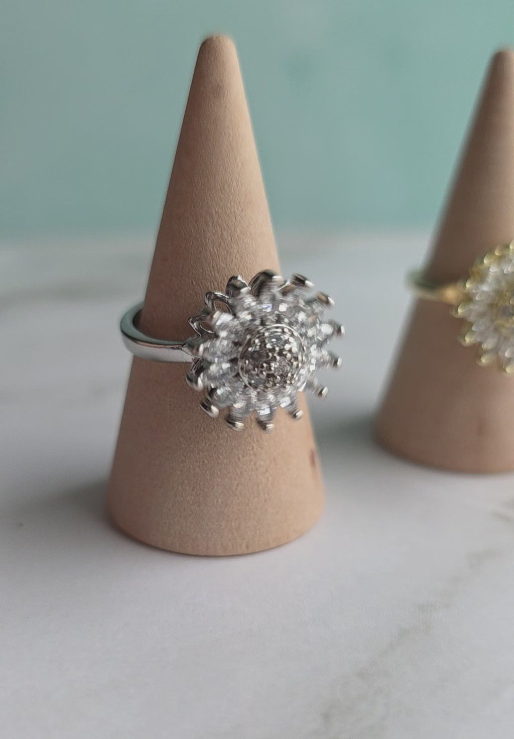 Adjustable flower spinner ring designed for anxiety relief and everyday wear.