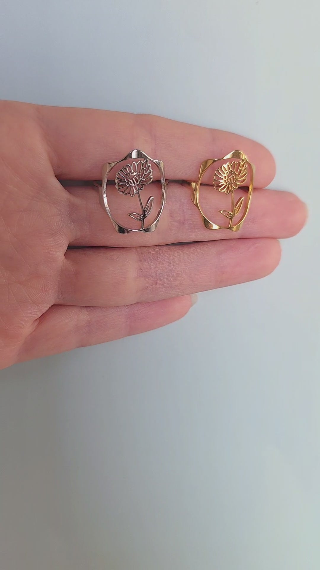 Adjustable birth flower statement ring for everyday wear and special occasions.