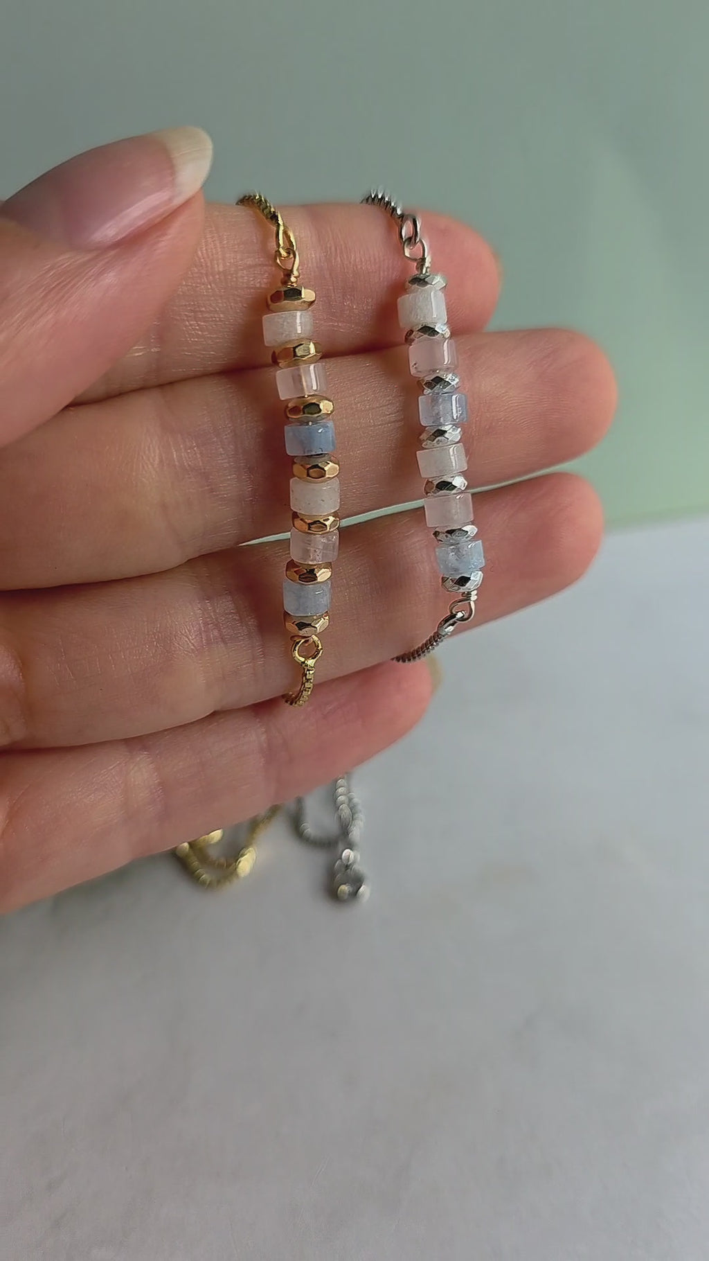 Minimalist fertility bracelet featuring meaningful natural gemstones.