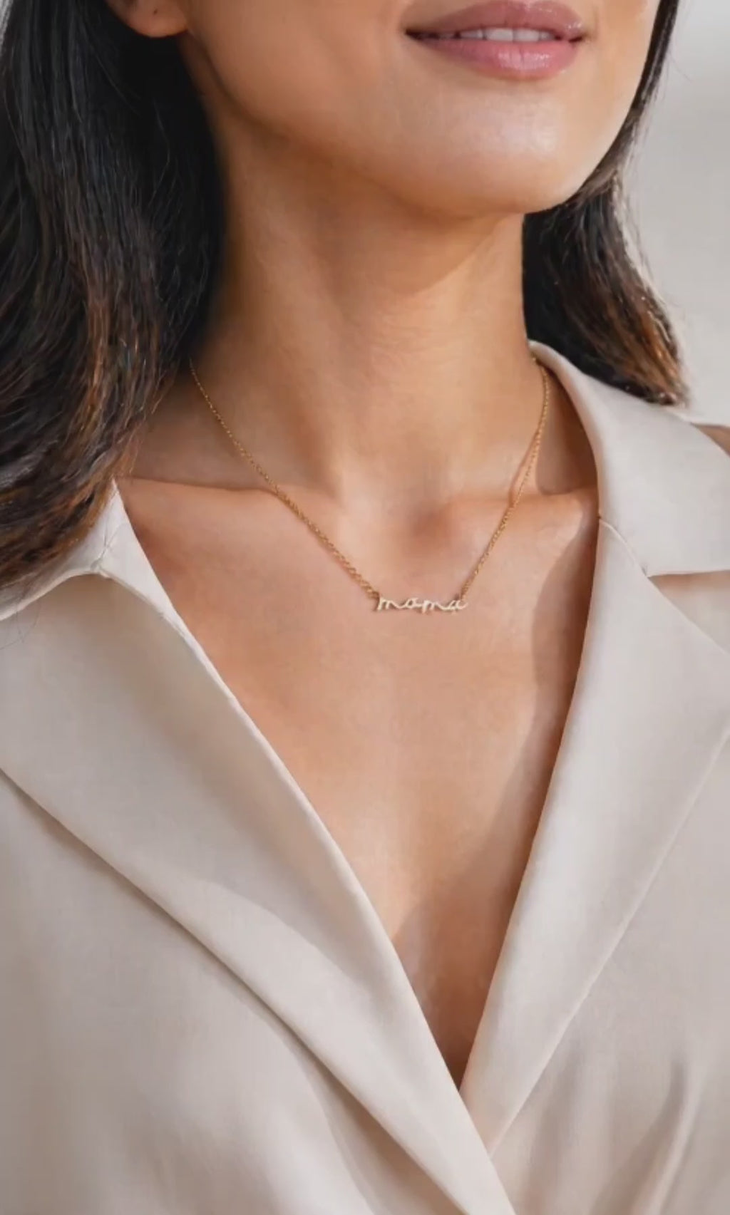 Gold Mama necklace for new moms and everyday style.
