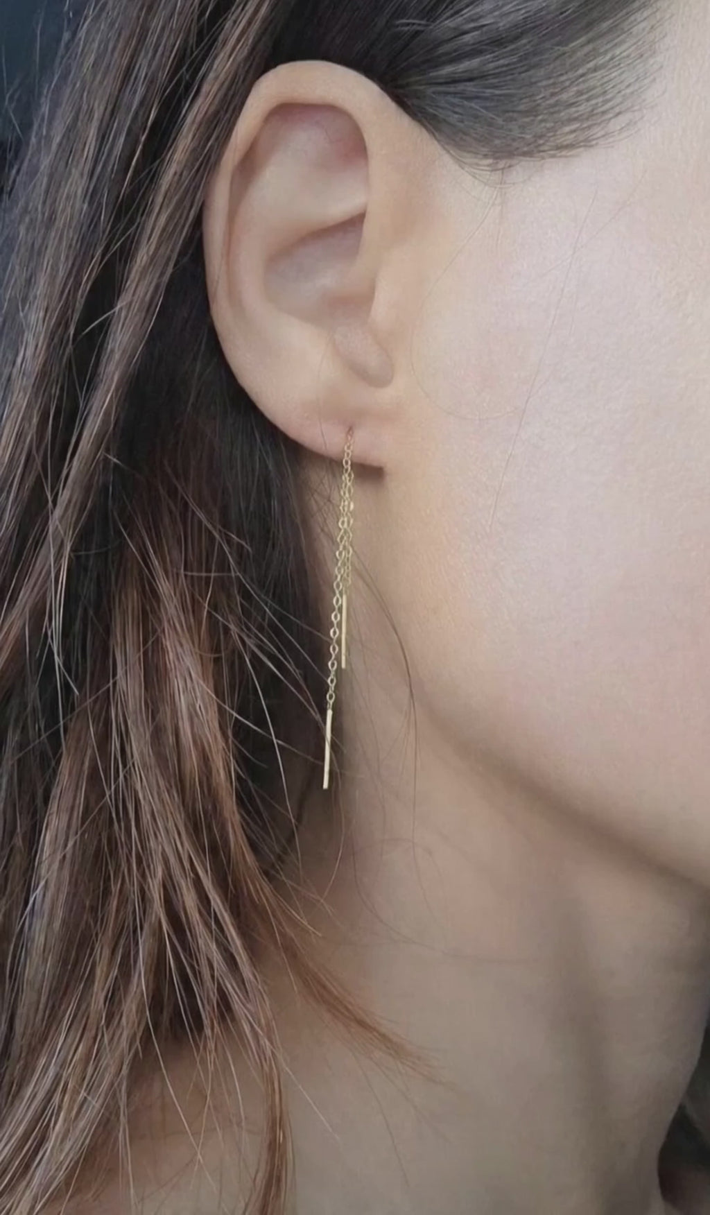 Women's 18K gold-plated sterling silver threader earrings for everyday wear.