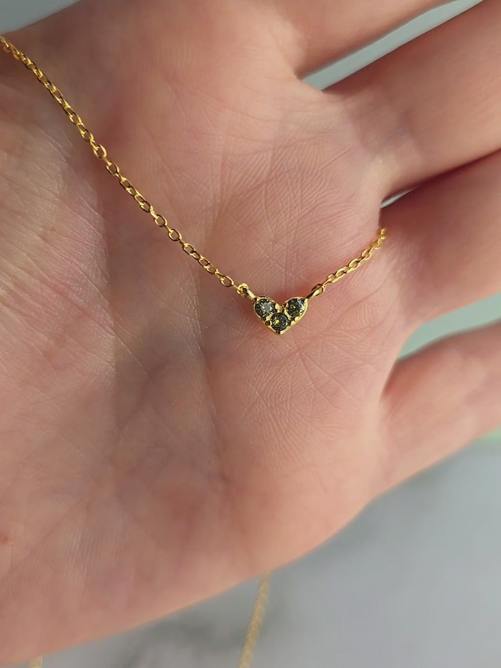 Dainty heart birthstone pendant necklace in 18K gold-plated sterling silver.