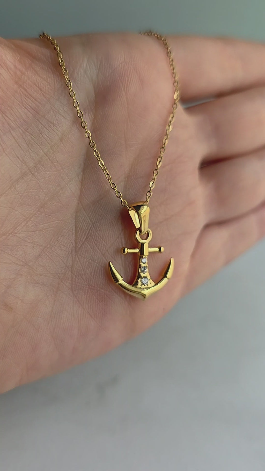 Anchor necklace featuring an 18K gold-plated or silver nautical pendant, symbolizing strength, hope, and stability for everyday wear.