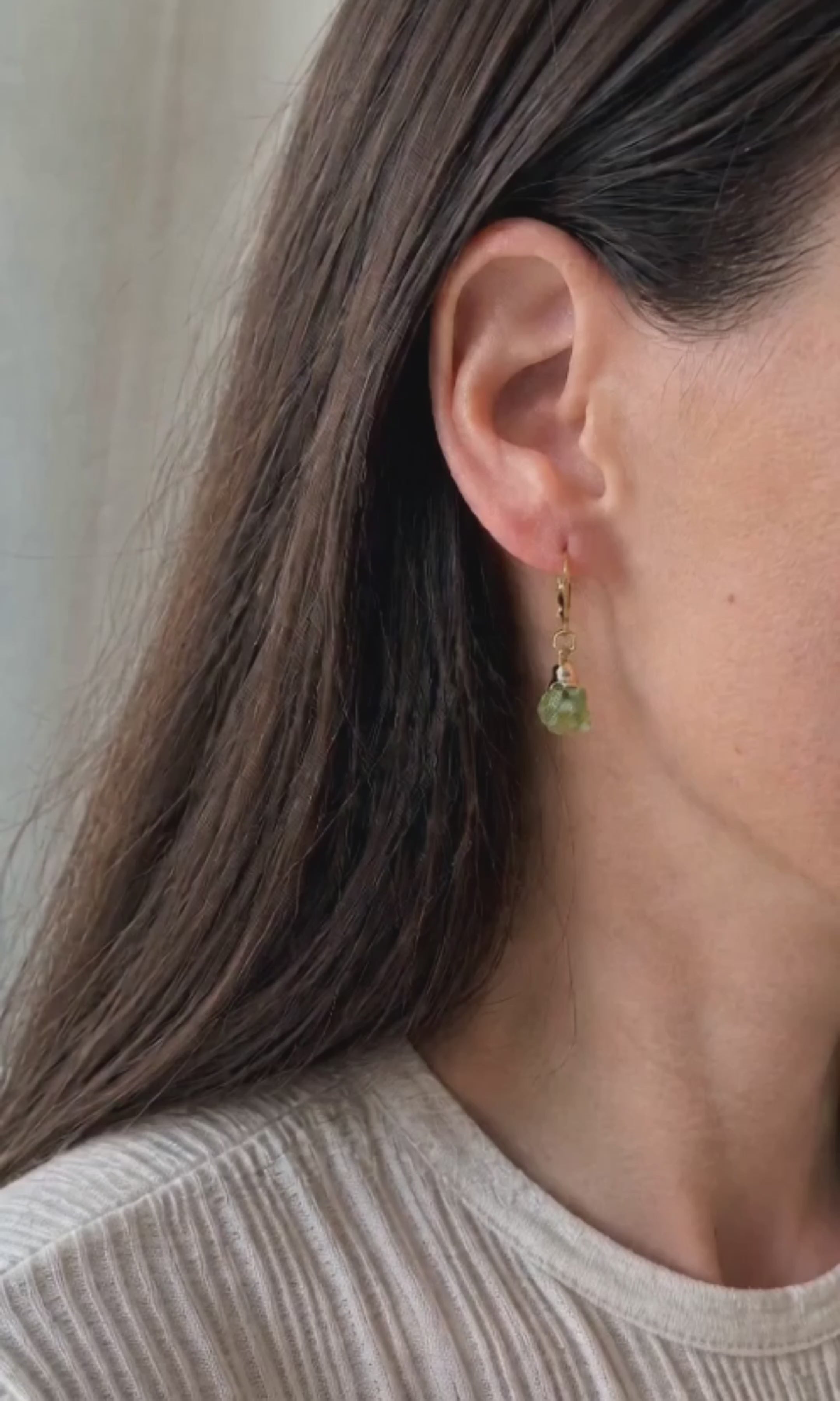 Aquamarine Earrings 18K Gold Plated Raw Crystal Hoop Earrings Citrine Moonstone Peridot Gemstone Jewelry Gift for Her