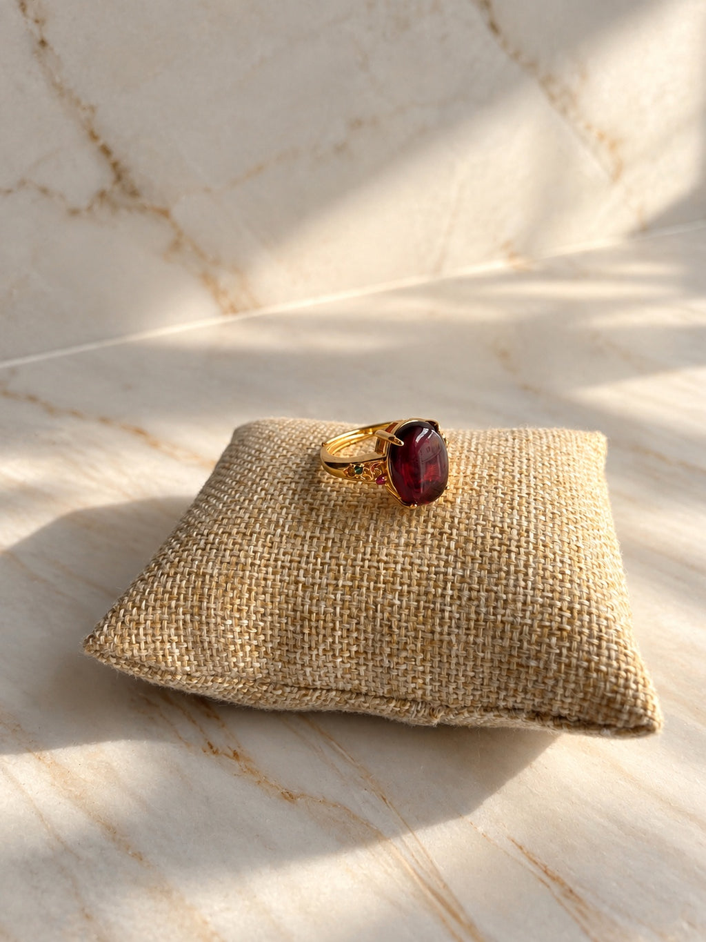 Golden brown amber adjustable ring