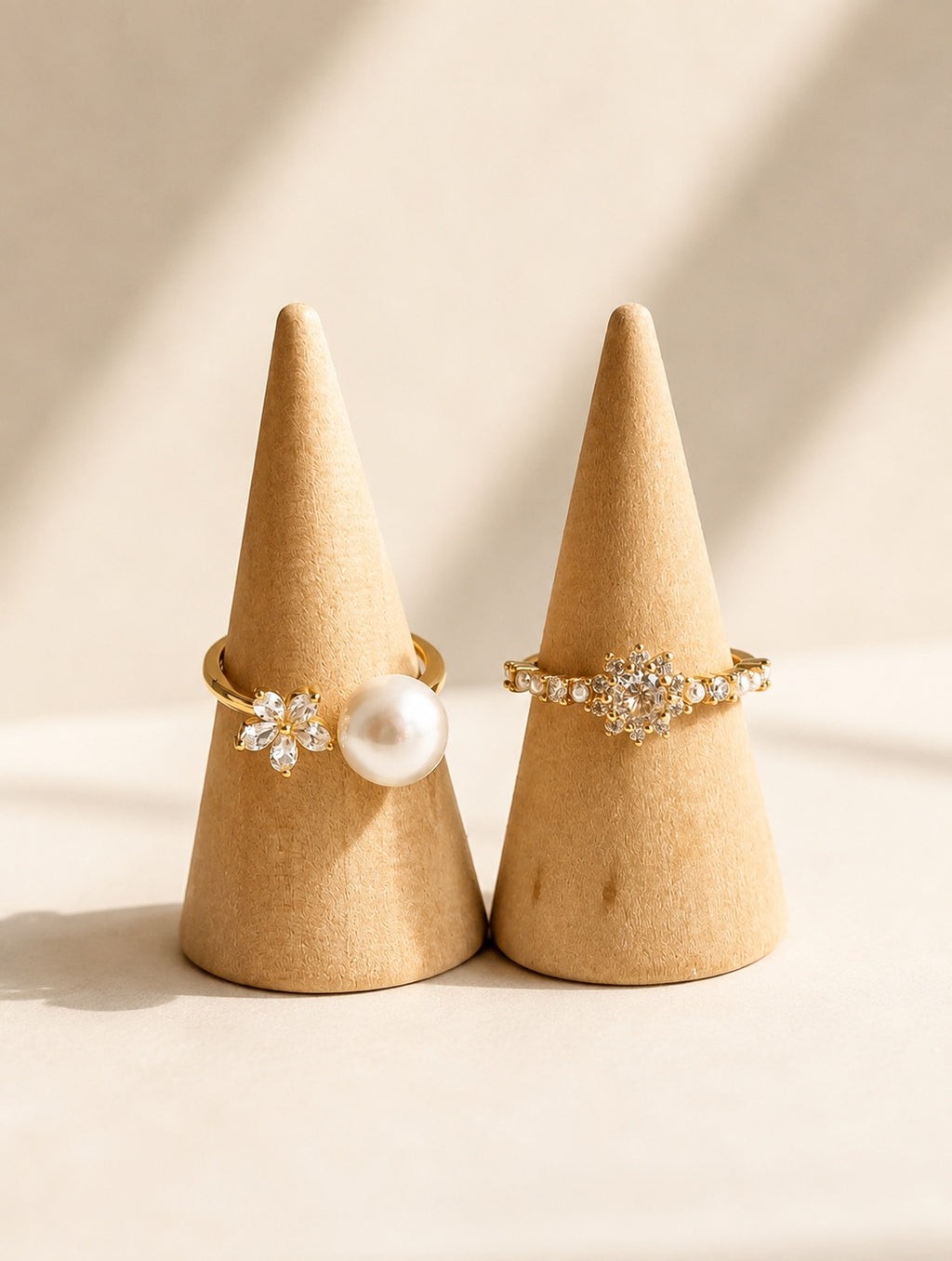 Toe Rings Waterproof Non Tarnish CZ Pearl Flower Adjustable Gold Toe Ring Set