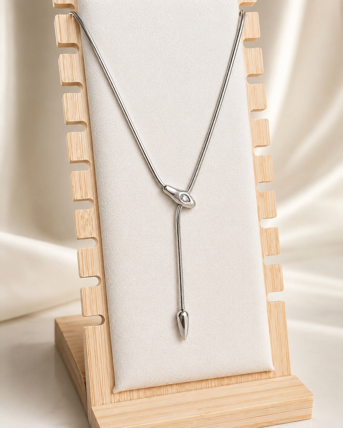 Herringbone Y Snake Necklace 18K Gold Plated Lariat Necklace Gift for Her