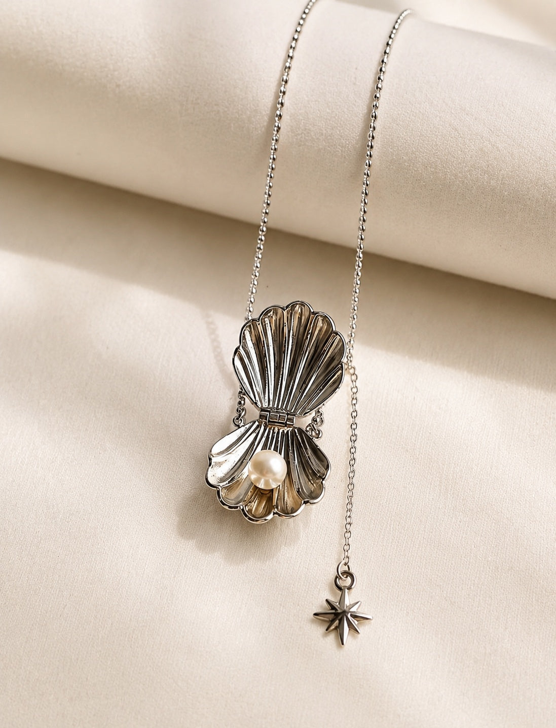 Seashell Necklace 18K Gold Plated Stainless Steel Beach Pearl Pendant Gift