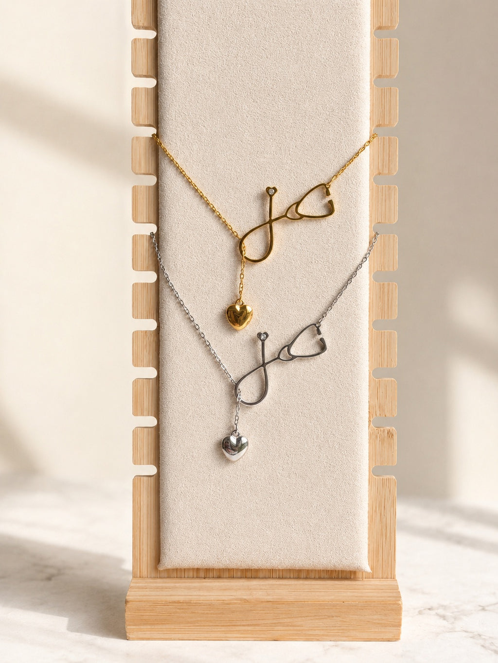 Medical stethoscope necklace for nurses and doctors.