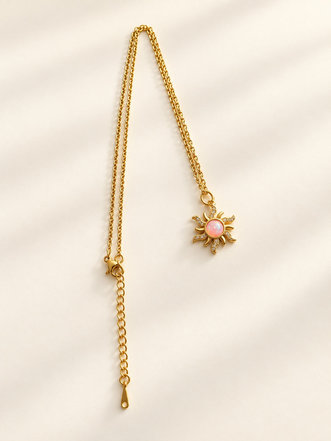 Opal Sun Necklace 18K Gold Plated Celestial Pendant Gift for Her