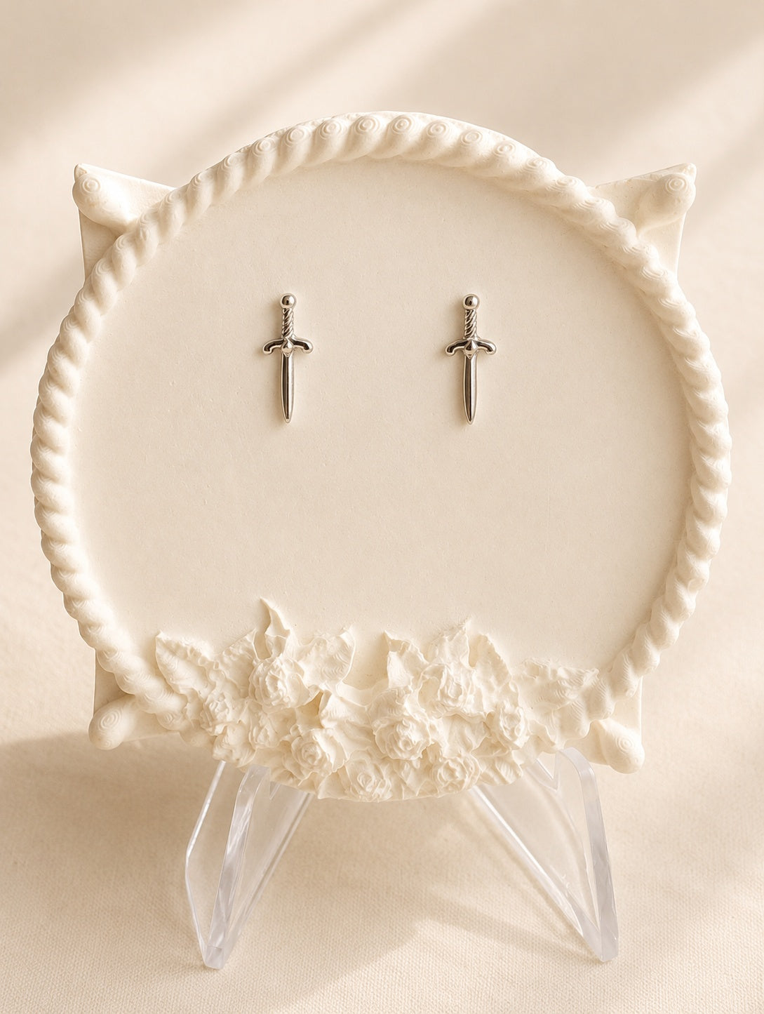 Dainty Sword Earrings 18K Gold Plated Sterling Silver Minimalist Studs Gift for Her