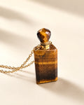Vial Necklace 14K Gold Plated Crystal Perfume Bottle Gemstone Gift for Her