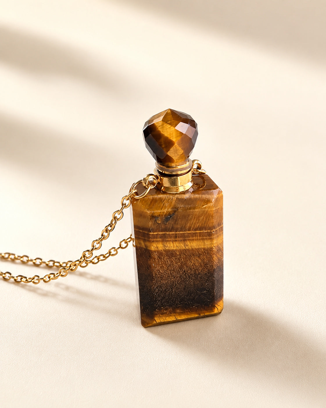 Vial Necklace 14K Gold Plated Crystal Perfume Bottle Gemstone Gift for Her