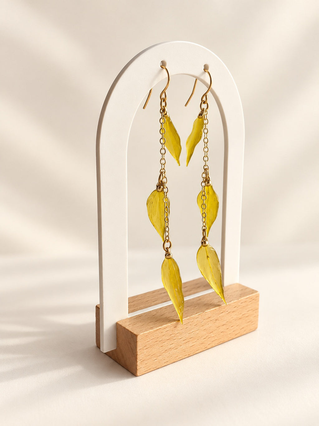 Nature inspired gold leaf earrings for women