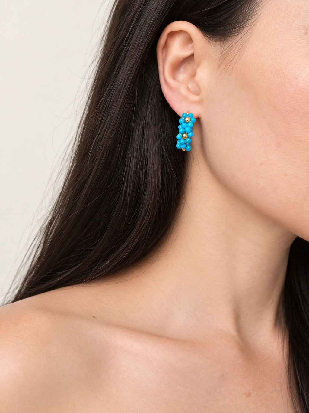 14K gold plated turquoise cluster earrings