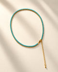 Turquoise Tennis Choker Necklace Gold Silver Waterproof CZ