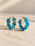 Turquoise beaded earrings with 14K gold plated hoops