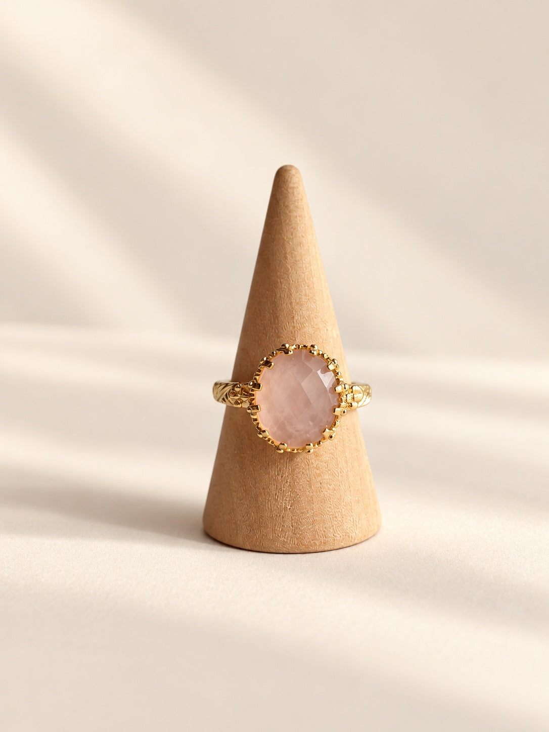 Pink and green gemstone ring with 18K gold plated setting