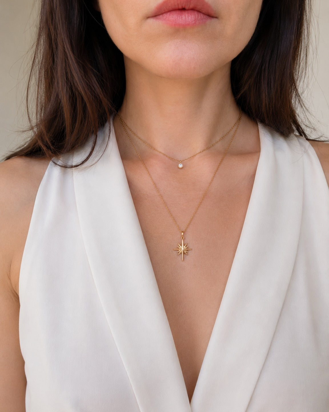 18K gold-plated North Star necklace for everyday wear.