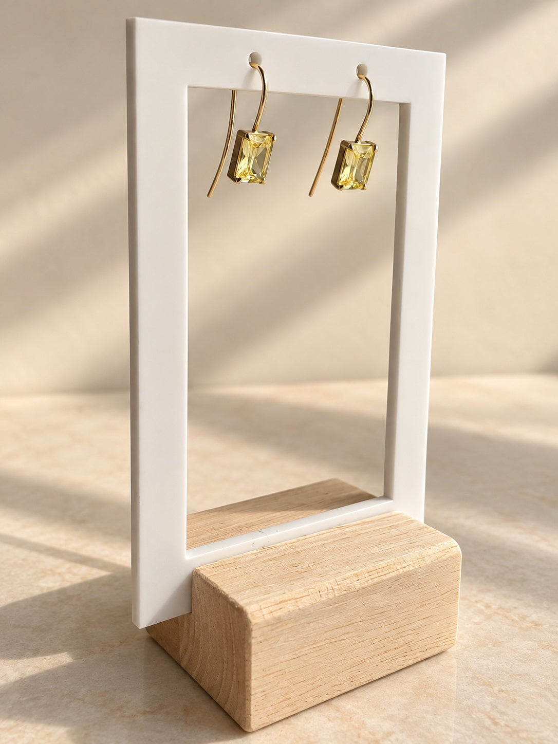 Gold plated peridot dangle earrings gift for her